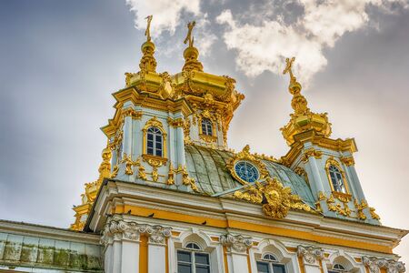 PETERHOF, RUSSIA - AUGUST 28: View of the Church of Grand Palace in Peterhof, Russia, on August 28, 2016. The Peterhof Palace and Gardens complex is recognized as a UNESCO World Heritage Siteのeditorial素材