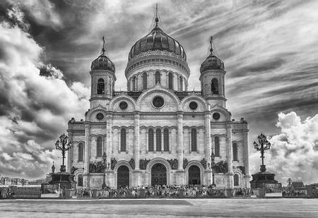 Cathedral of Christ the Saviour, iconic landmark in Moscow, Russia. It's the tallest Orthodox Christian church in the worldの写真素材