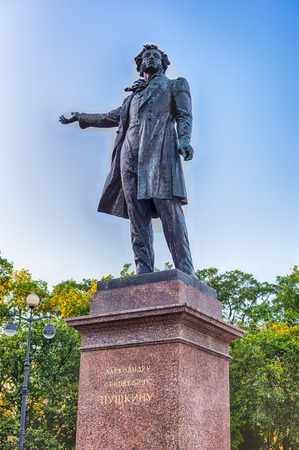 Monument to the great russian poet Alexander Pushkin on Arts Square, St Petersburg, Russiaのeditorial素材