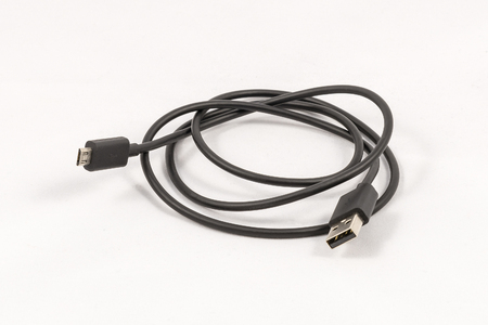 Black micro USB cable isolated on white background