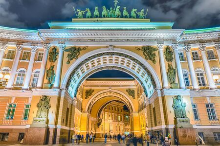 ST. PETERSBURG, RUSSIA - AUGUST 28: The Arch of the General Staff Building, St. Petersburg, Russia on August 28, 2016. The building is located in Palace Square, in front of the Hermitage Museumのeditorial素材
