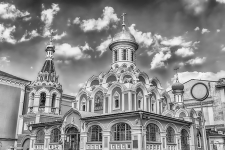 The russian orthodox Kazan Cathedral, iconic landmark in Red Square, Moscow, Russiaの写真素材