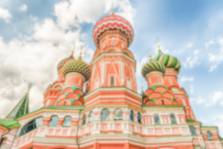 Defocused background of St. Basil's Cathedral in central Moscow, Russia. Intentionally blurred post...