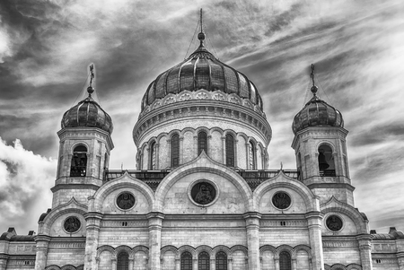 Cathedral of Christ the Saviour, iconic landmark in Moscow, Russia. It's the tallest Orthodox Christian church in the worldの写真素材