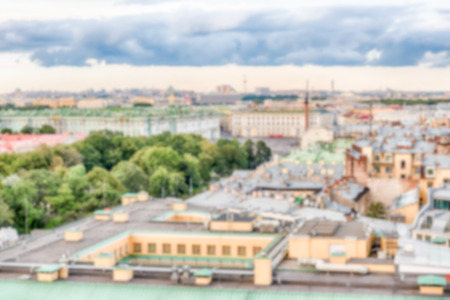 Defocused background with panoramic view over St. Petersburg, Russia. Intentionally blurred post production for bokeh effectの写真素材