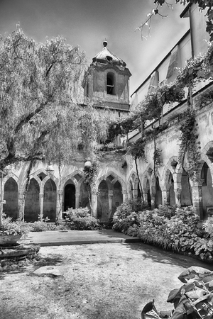 The scenic cloister of San Francesco d'Assisi Church in Sorrento, Italyの写真素材
