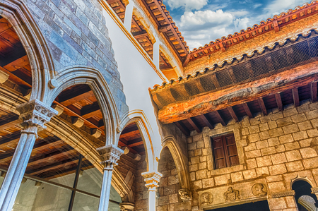 BARCELONA - AUGUST 12: Inner courtyard of Museu Picasso in Barcelona, Catalonia, Spain, on August 12, 2017. Located in La Ribera district, it hosts the widest collections of artworks by Pablo Picassoのeditorial素材