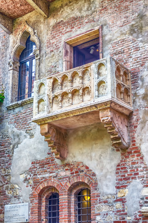 The famous balcony of Romeo and Juliet at Casa di Giulietta, in Verona, Italyのeditorial素材