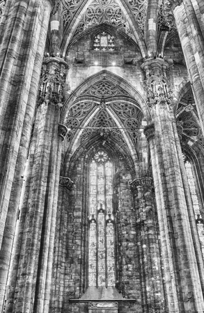 MILAN - SEPTEMBER 11: Interior design of the gothic Cathedral, iconic landmark of Milan, Italy, September 11, 2017のeditorial素材