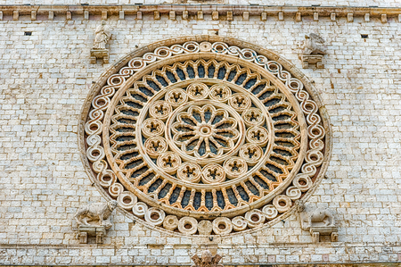 Rose window of the Basilica of Saint Francis, Assisi, one of the most important places of Christian...