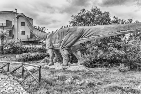 SAN MARCO IN LAMIS, ITALY - JUNE 9: Diplodocus dinosaur, featured in the Dino Park in San Marco in Lamis, small town in southern Italy, June 9, 2018のeditorial素材