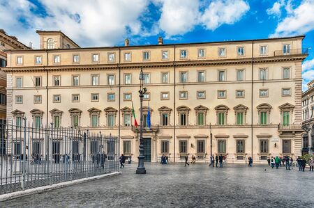 ROME - NOVEMBER 18: Facade of Palazzo Chigi, iconic building in central Rome, Italy, November 18, 2018. It is the official residence of the Prime Minister of the Italian Republicのeditorial素材