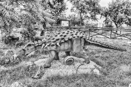SAN MARCO IN LAMIS, ITALY - JUNE 9: Polacanthus dinosaur, featured in the Dino Park in San Marco in Lamis, small town in southern Italy, June 9, 2018のeditorial素材