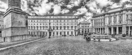 ROME - NOVEMBER 18: Panoramic view of the beautiful Piazza Colonna in the historic heart of Rome, Italy, November 18, 2018. It is named for the marble Column of Marcus Aurelius in the center of the squareのeditorial素材