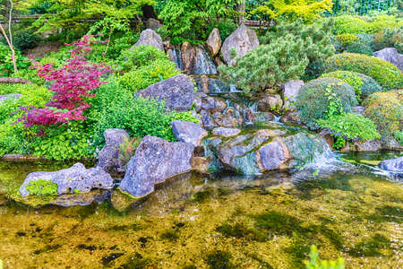 ROME - APRIL 28: The beautiful japanese garden inside the Botanical Garden of Rome, Italy, April 28, 2019のeditorial素材