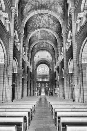 MONACO - AUGUST 13: Interiors of the Cathedral of Our Lady Immaculate, aka Monaco Cathedral, iconic landmark in Monaco City, aka Le Rocher or The Rock, as seen on August 13, 2019のeditorial素材