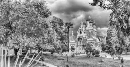 The iconic St Nicholas Orthodox Cathedral, one of the major landmark in Nice, Cote d'Azur, Franceの写真素材