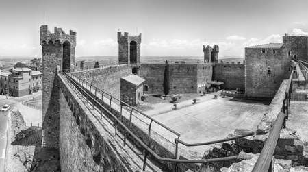 Interior of a medieval italian fortress, iconic landmark and one of the most visited sightseeing in Montalcino, Tuscany, Italyのeditorial素材