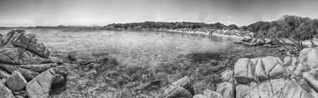 Panoramic view over the enchanting beach of Capriccioli, one of the most beautiful seaside places in...