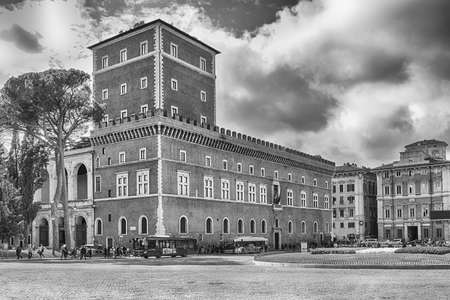 ROME - MAY 19: Facade of Palazzo Venezia, iconic building and landmark located on the homonym central square in Rome, Italy, on May 19, 2019のeditorial素材