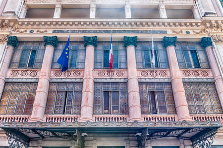 Northern facade of the Opera House, iconic theater and major landmark in Nice, Cote d'Azur, Franceのeditorial素材