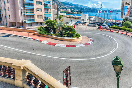 MONTE CARLO, MONACO - AUGUST 13: The Fairmont Hairpin or Loews Curve, one of the most famous section of the Monaco Grand Prix circuit, located in Monte Carlo, Monaco, as seen on August 13, 2019のeditorial素材