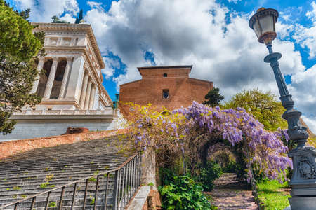 Facade of the Basilica of St. Mary of the Altar of Heaven, Rome, Italyの写真素材