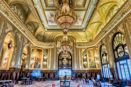 MONTE CARLO, MONACO - AUGUST 13: Interiors of the Monte Carlo Casino, famous gambling and entertainment complex opened in 1863 and located in the Principality of Monaco, as of August 13, 2019のeditorial素材