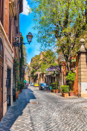 ROME - APRIL 14, 2021: Walking in the picturesque Via Margutta, in the heart of the historic center of Rome, Italyのeditorial素材