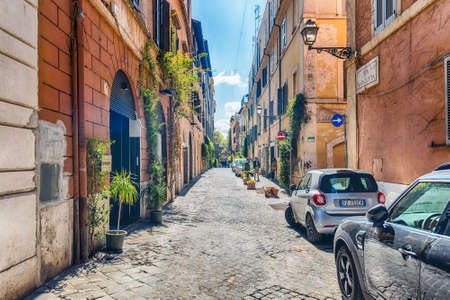 ROME - APRIL 14, 2021: Walking in the picturesque Via Margutta, in the heart of the historic center of Rome, Italyのeditorial素材