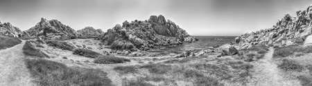 The beautiful Moon Valley (or Valle della Luna), beach dotted with granite rocks and caves in Capo...