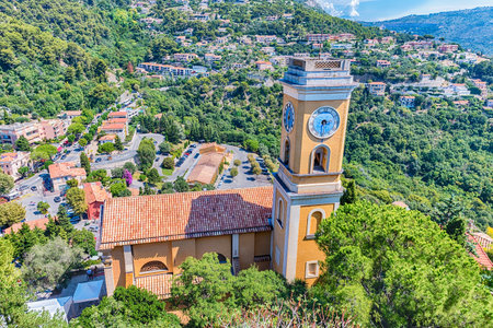 The medieval architecture of Eze, iconic village near the city of Nice,  Cote d'Azur, France. It is one of the most renowned tourist site of the French Rivieraの写真素材
