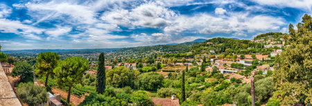 Panoramic view in the town of Saint-Paul-de-Vence, Cote d'Azur, France. It is one of the oldest medieval towns on the French Rivieraの写真素材