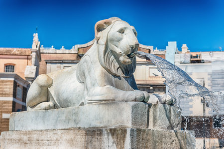Statues in the iconic Piazza del Popolo, one of the main squares and landmarks in Rome, Italyの写真素材