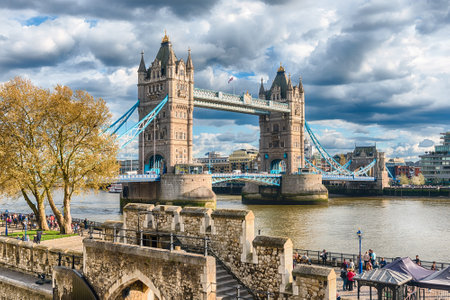LONDON - APRIL 13, 2022: The iconic Tower Bridge, historical landmark in London, England, UK. The bridge opened 30 June 1894のeditorial素材