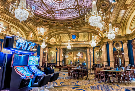 MONTE CARLO, MONACO - AUGUST 13: Interiors of the Monte Carlo Casino, famous gambling and entertainment complex opened in 1863 and located in the Principality of Monaco, as of August 13, 2019のeditorial素材