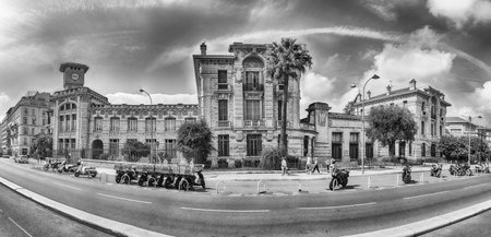 NICE, FRANCE - AUGUST 12: The beautiful architecture of Lycee Massena, iconic building in the city center of Nice, Cote d'Azur, France, as seen on August 12, 2019のeditorial素材