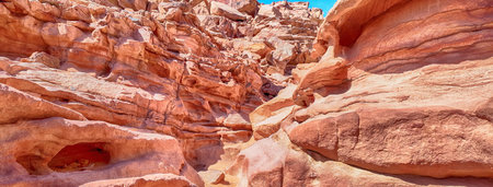 Scenic view of a canyon landscape in the desert near Dahab, South Sinai, Egypt