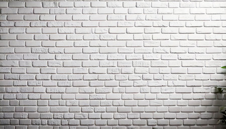 A full shot of a white brick wall. The bricks are rectangular and arranged in a standard pattern. AI-generated contentの素材