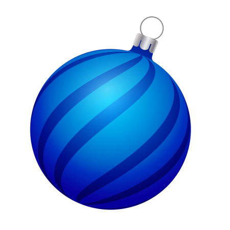 Blue lines christmas ball isolatedのイラスト素材