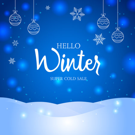 Hello Winter sale banner templateのイラスト素材