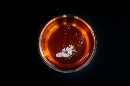 Glass of tasty beer. Light alcohol drink. View from above.の写真素材