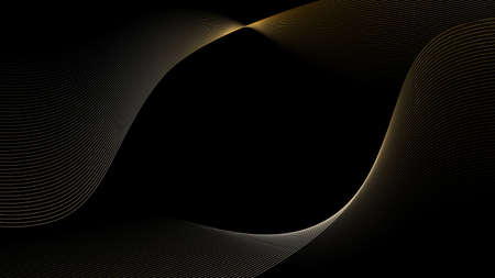 Graphic abstract background banner with blended waves in black colour.