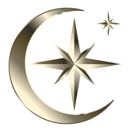 Editable vector element of gold gradient moon and stars. EPS10のイラスト素材