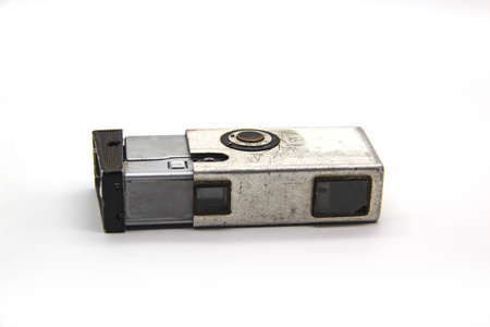 Vintage old photo camera on the white background