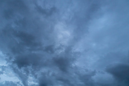 The beautiful dark sky in Ukraine. Awesome gray clouds against background. The weather close to rain