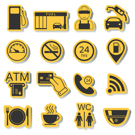 Gas station icons. Fuel icons. Stickers. Vector illustrationのイラスト素材