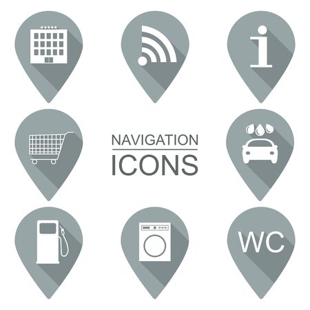 Set of navigation icons. Flat design. Service industries. vector illustrationのイラスト素材