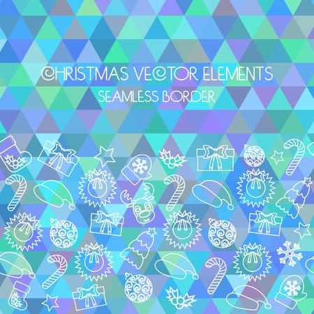 Christmas seamless border. Multicolored triangular background. vector illustrationのイラスト素材