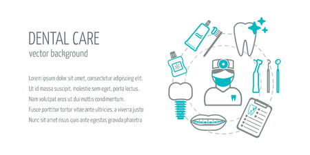Horizontal banner, for dental clinic. Modern linear concept. Flat design. illustrationのイラスト素材
